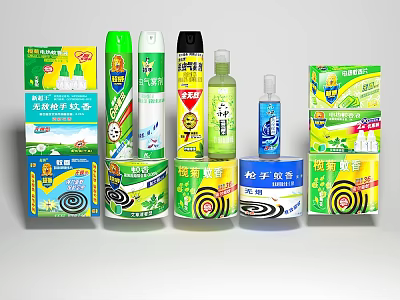 The picture focuses on disinfection products such as mosquito coils and sprays, which are not agricultural equipment. Therefore, it is impossible to generate an English title with "agricultural equipment" as the main body based on the picture information. 3d model