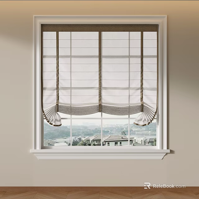Roman Blinds with Pleated Design for Window Enhancing Natural Light and View 3d model 