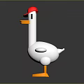 Cute 3D Cartoon Duck Character With Red Cap Yellow Beak And Feet