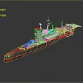 Detailed Battleship Model With Gray Deck Turret Mast And Red Hull