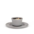 Elegant Ceramic White Cup on Ornate Patterned Saucer with Foamy Coffee 3d model