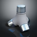 Three Way Pipe Component With White Main Body And Silver Metal Connecting Parts