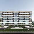 modern residential building multi-storey residence 3d model