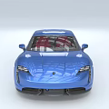 Modern Blue Sports Car With Sleek Body Red Interior Alloy Wheels And Aerodynamic Design