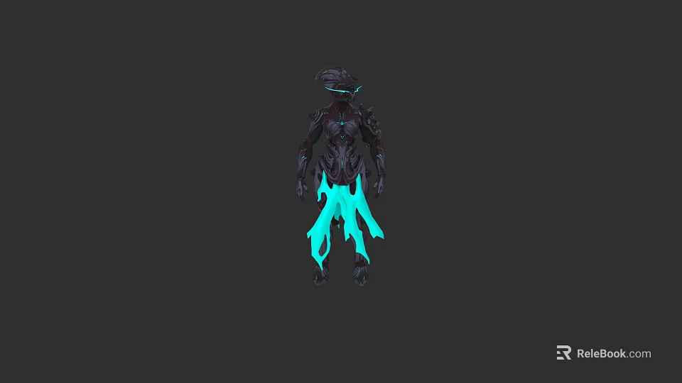 Futuristic Sci Fi Game Movie Character With Dark Armor And Blue Glowing Legs 3d model 