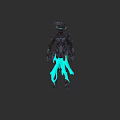 Futuristic Sci Fi Game Movie Character With Dark Armor And Blue Glowing Legs