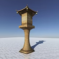 Traditional Style Floor Lamp With Lantern Top And Decorative Column Base 3d model