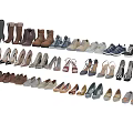 Diverse Collection of Women's and Men's Shoes Including Boots Sneakers High Heels and Flats