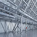 Spacious Modern Industrial Interior With Metal Frame Roof And Glass Window Design