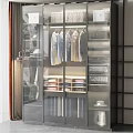Sleek Modern Wardrobe With Transparent Glass Doors Hanging Area And Drawer Shelves