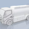Industrial Fuel Tanker Truck With White Body Orange Stripe Ladder And Storage Tank