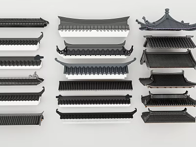 Traditional Chinese Roof Components With Various Tile Styles And Architectural Designs 3d model
