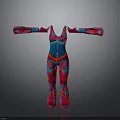 Stylish Red And Blue Patterned Bodysuit With Unique Design For Daily Use