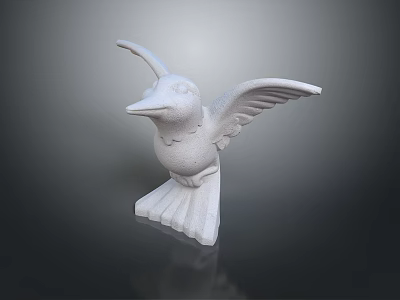 White Flying Bird Sculpture with Spread Wings and Pedestal Base 3d model