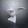 White Flying Bird Sculpture with Spread Wings and Pedestal Base