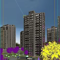 Modern High Rise Residential Buildings with Greenery Surroundings and Blue Sky Clouds View