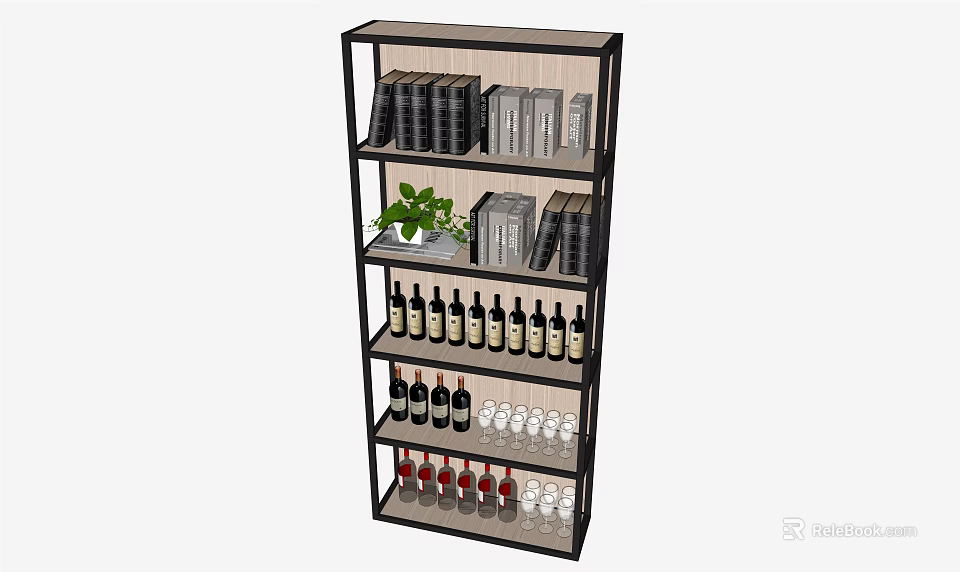 Modern Multi tiered Wine Cabinet With Glass Shelves And Bottle Storage 3d model 