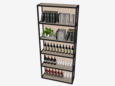 Modern Multi tiered Wine Cabinet With Glass Shelves And Bottle Storage 3d model