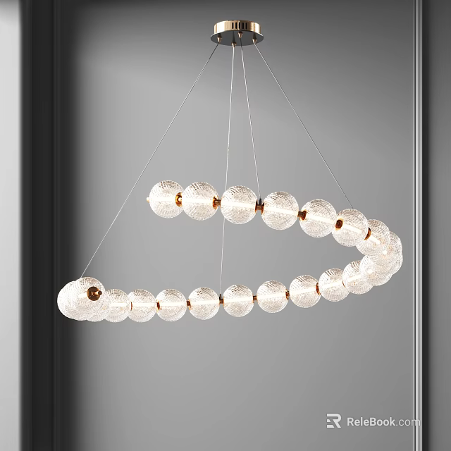 Modern Circular Chandelier Featuring Transparent Spherical Bulbs For Stylish Interior 3d model