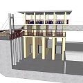 Modern Exterior Architectural Structure With Columns Balcony Staircase And Open Design