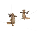 Cute Squirrel Figurines Holding Branches With Nuts For Home Decorative