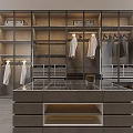 Modern Minimalist Wardrobe Interior With Hanging Area Shelves Drawers And White Clothes