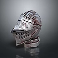 Medieval Metal Helmet With Rusty Worn Surface And Decorative Visor Structure 3d model