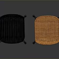 Woven Black and Orange Bar Stools With Black Metal Legs In Dark Background