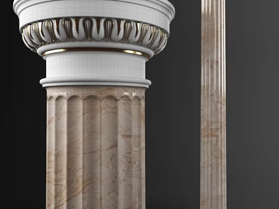 Classical Roman Column Design With Marble Texture And Carved Capital Details 3d model