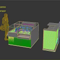 Modern Reception Desk Design With Glass Top Metal Frame And Visitor Standing Nearby