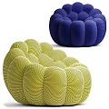 Unique Woven Single Sofa In Yellow And Blue With Textured Modern Design