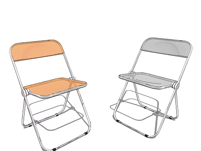 Orange and Gray Folding Leisure Chairs with Metal Frame and Comfortable Seat 3d model