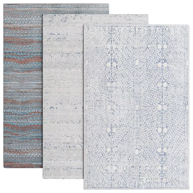 Patterned Square Area Rugs in Neutral Tones Blue and Gray Modern Designs 3d model