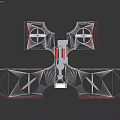 Aircraft Red And Gray Quadcopter Design Structure With Four Propellers