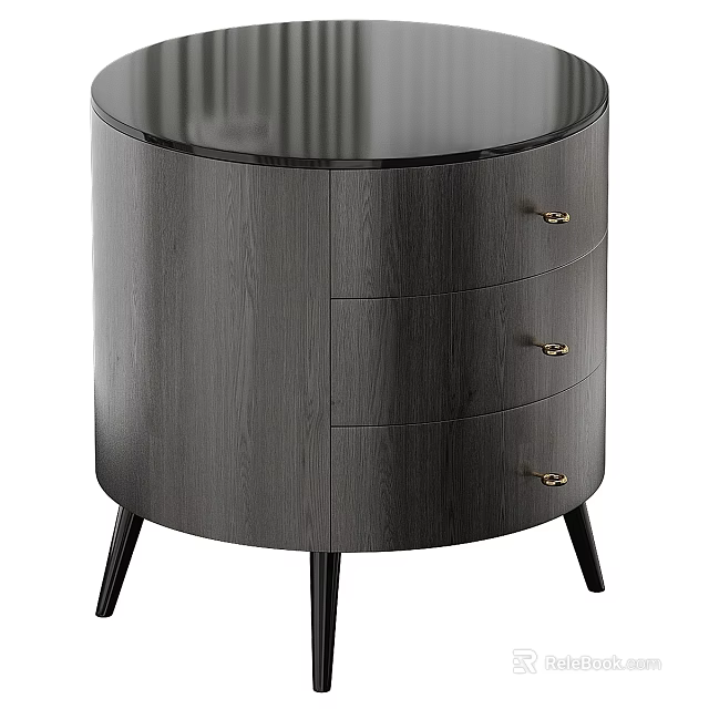 Modern Gray Chest of Drawers with Three Drawers and Black Legs 3d model 