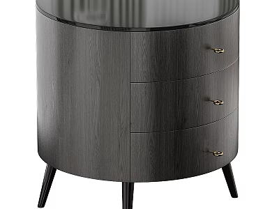 Modern Gray Chest of Drawers with Three Drawers and Black Legs 3d model
