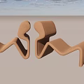 Modern Brown Curved Single Chair With Ergonomic Design And Smooth Lines