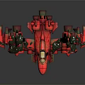 Red Sci Fi Aircraft with Multiple Engines and Mechanical Futuristic Design 3d model