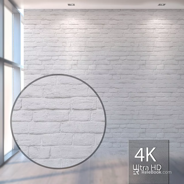 White Brick Wall Components With Window Light And 4K Texture 3d model