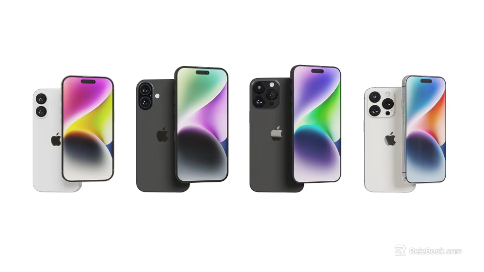 Latest iPhone Smartphone Models With Multiple Colors Camera Designs And Display Screens 3d model