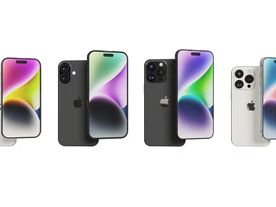 Latest iPhone Smartphone Models With Multiple Colors Camera Designs And Display Screens 3d model