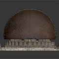 Cartoon Scene Showcasing Red Brick Dome Building With Decorative Base And Layered Platform