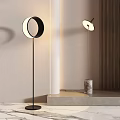 Modern Floor Lamps With Circular Shades Black Stand And Marble Base In Minimalist Interior
