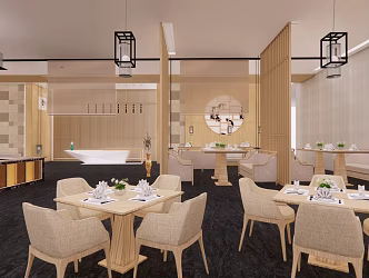Japanese Sushi Restaurant Log Style Restaurant 3d model