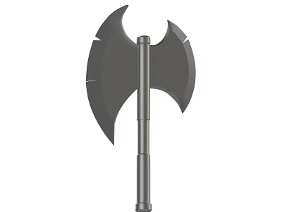 Double Edged Battle Axe With Long Handle And Grey Metal Medieval Weapon Design 3d model