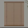 Wooden Blinds Mounted On Light Colored Wall With Green Plant Branch