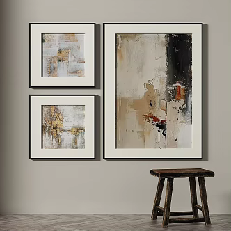 Quiet Retro Abstract Decorative Painting 3d model