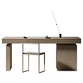 Modern Minimalist Office Desk With Oak Wood Top Metal Frame Chair And Drawer