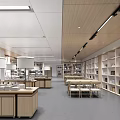 Modern Library Reading Room Bookstore Bookshelf 3d model