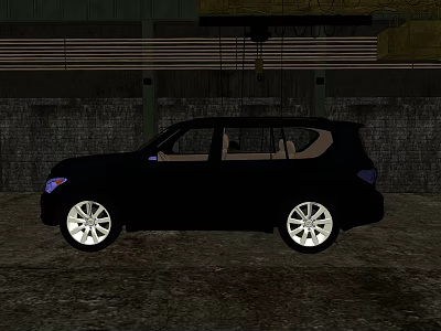 Black SUV With Silver Wheels And Tinted Windows In Industrial Setting 3d model